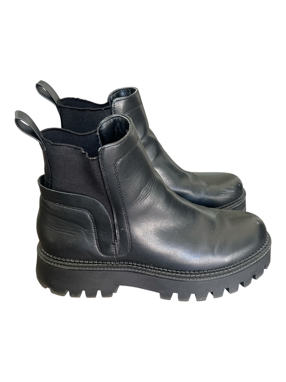 Steve Madden Bevie Black Chunky Lug Sole Chelsea Boots EU Size 40 US 9 9.5